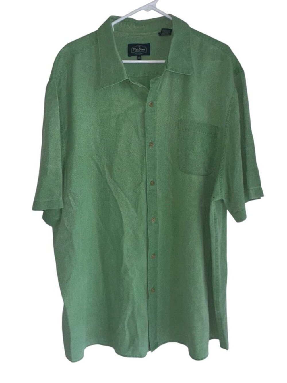 Nat Nast Luxury Originals Men’s SS Silk Blend Camp Shirt Spring Green Size XXL